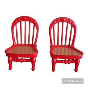 Fisher-Price Loving Family Dollhouse Replacement Red Dining Room Chairs
